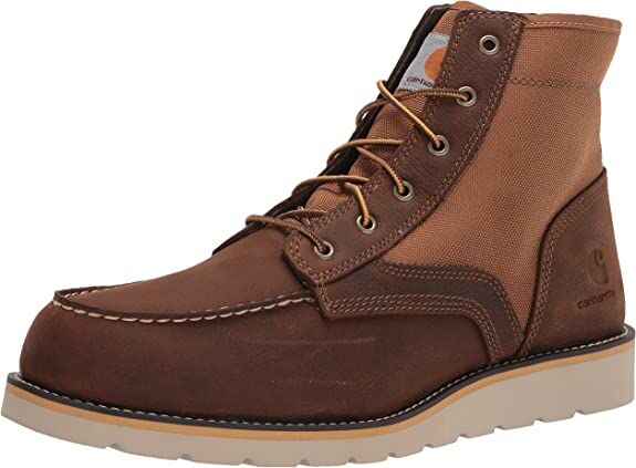 Men's 6-In Moc Toe Wedge Work Boot in Brown Leather & Tan Duck