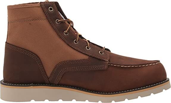 Men's 6-In Moc Toe Wedge Work Boot in Brown Leather & Tan Duck