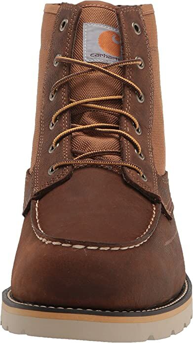 Men's 6-In Moc Toe Wedge Work Boot in Brown Leather & Tan Duck