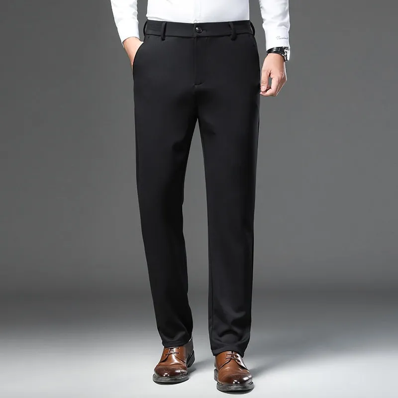 Men's Casual Business Nylon Comfortable Elastic Waist Straight Pants