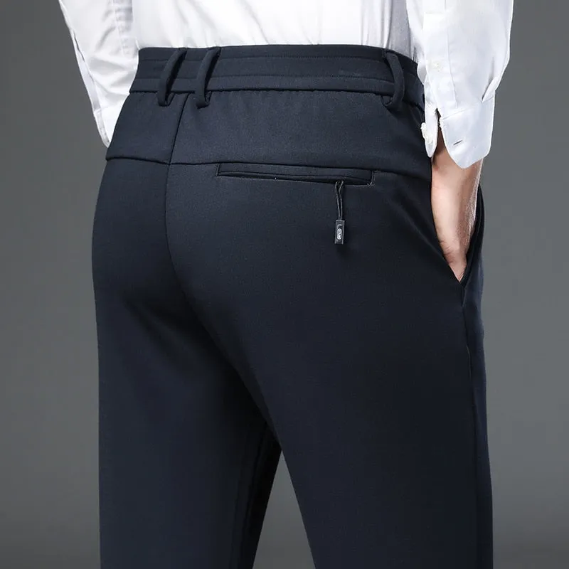 Men's Casual Business Nylon Comfortable Elastic Waist Straight Pants