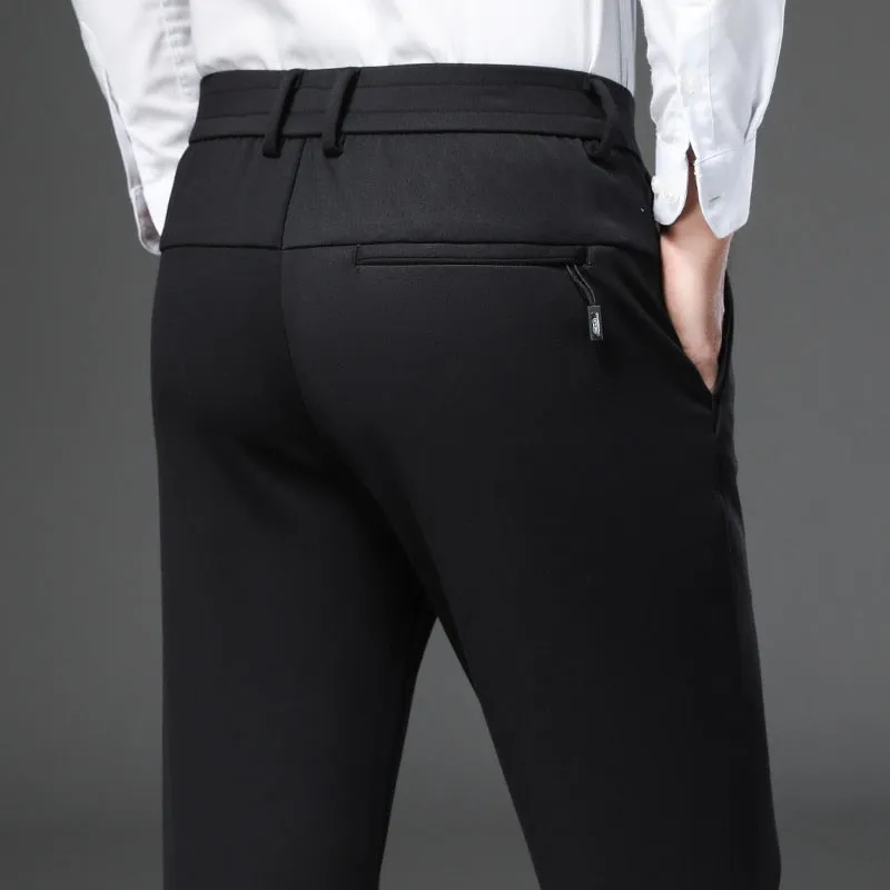 Men's Casual Business Nylon Comfortable Elastic Waist Straight Pants