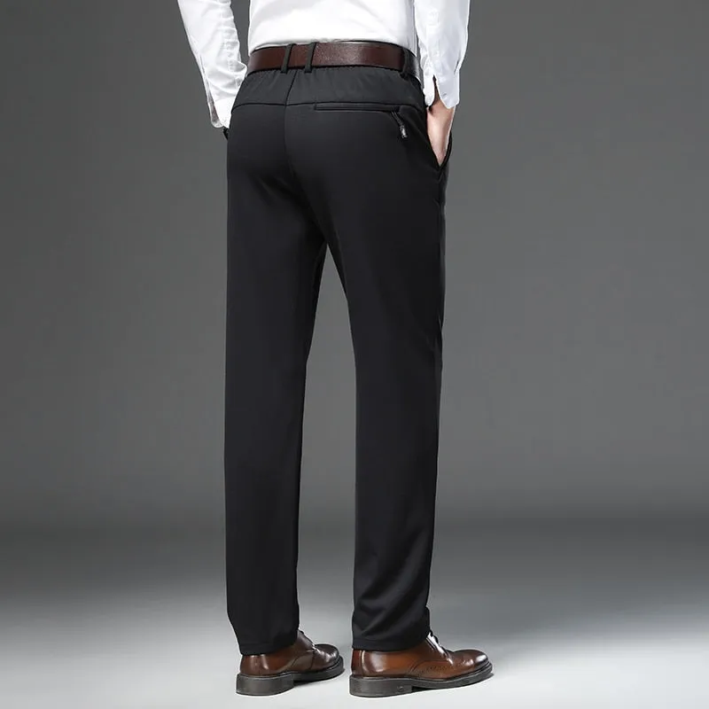 Men's Casual Business Nylon Comfortable Elastic Waist Straight Pants