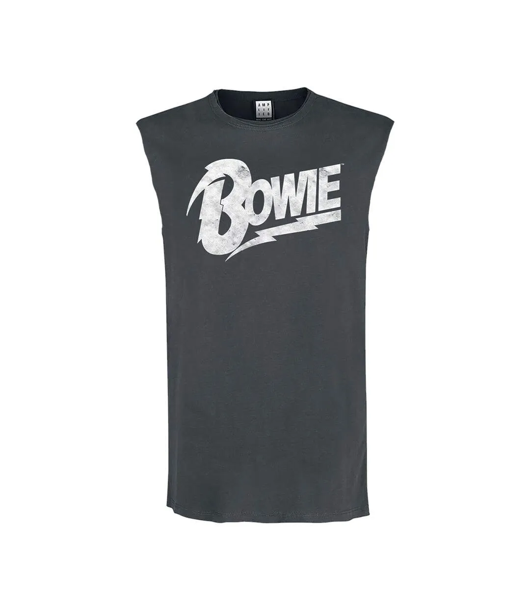 Mens david bowie logo tank top charcoal Amplified