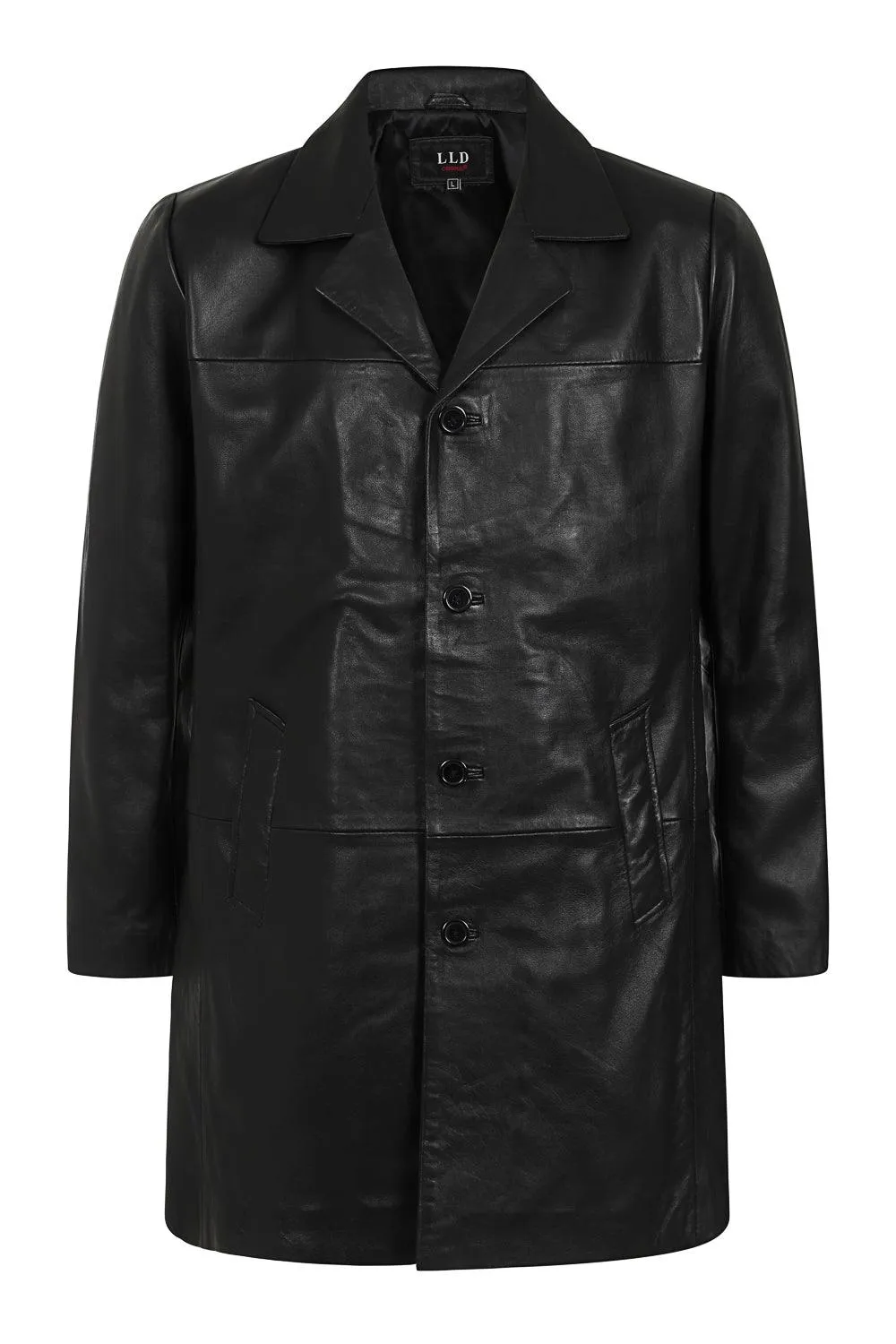 Men's  Length Classic Genuine Leather Coat - 'GARY' - C-476