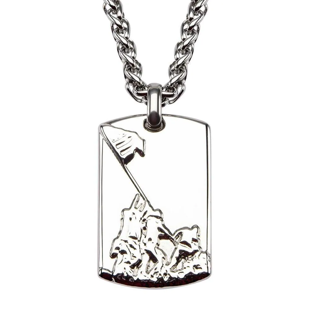 Men's Stainless Steel Raising Flag Pendant on Chain