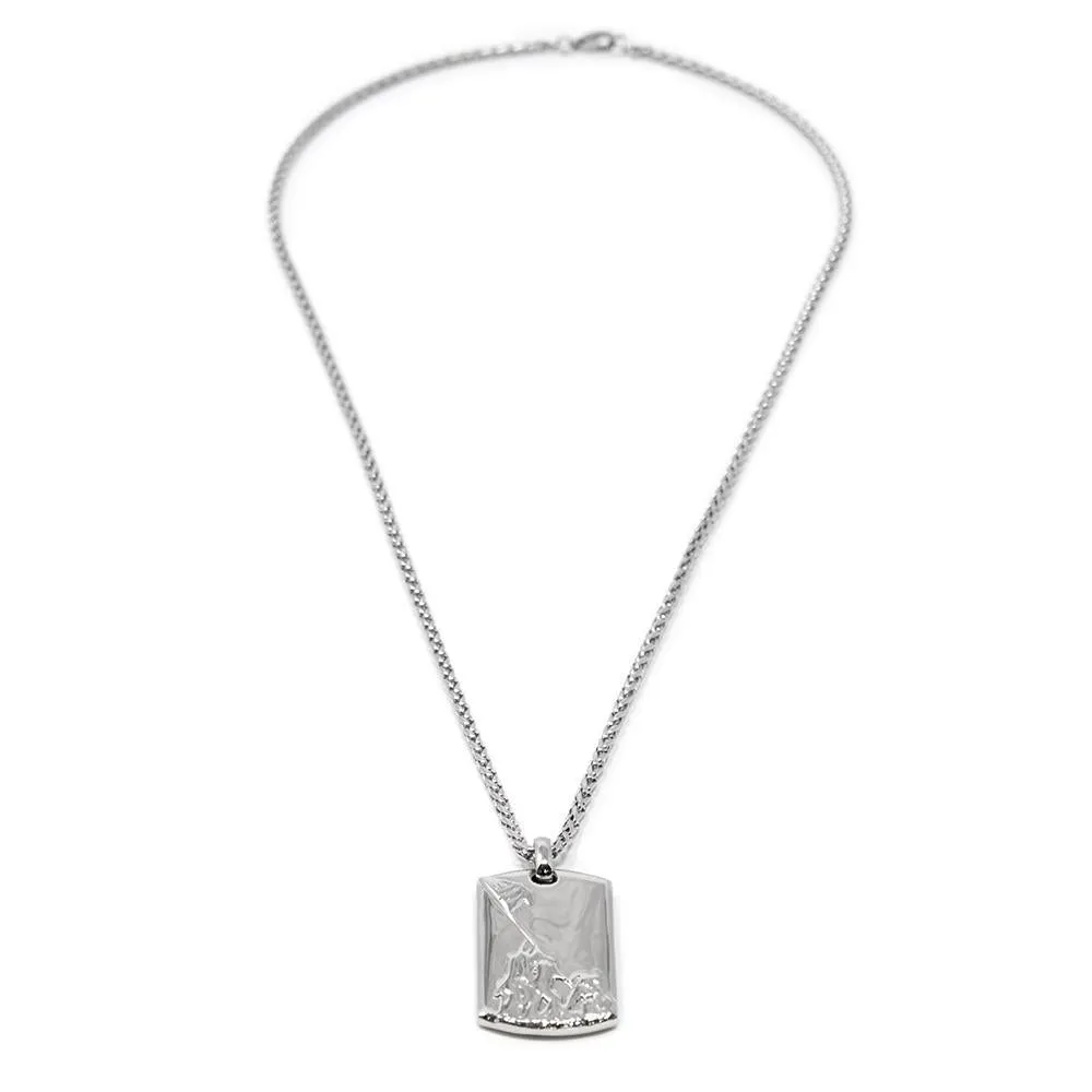 Men's Stainless Steel Raising Flag Pendant on Chain