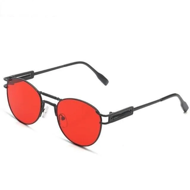 Men's Summer Style Round Steampunk Style Alloy Sunglasses with Bag