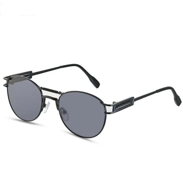 Men's Summer Style Round Steampunk Style Alloy Sunglasses with Bag