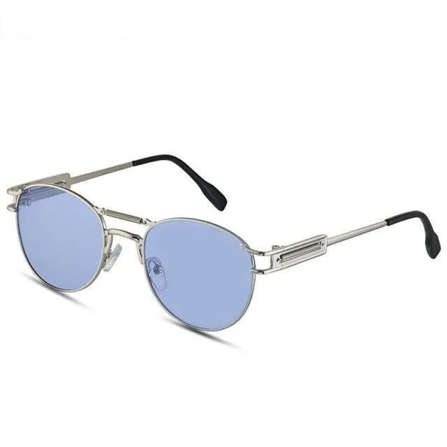 Men's Summer Style Round Steampunk Style Alloy Sunglasses with Bag