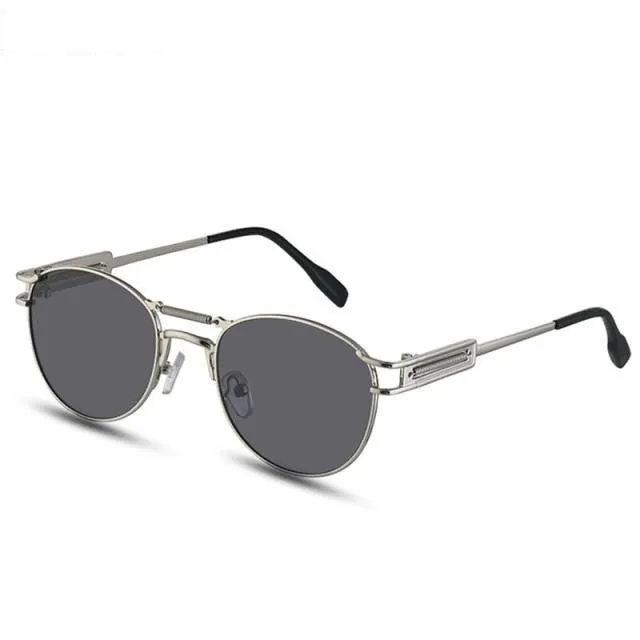 Men's Summer Style Round Steampunk Style Alloy Sunglasses with Bag