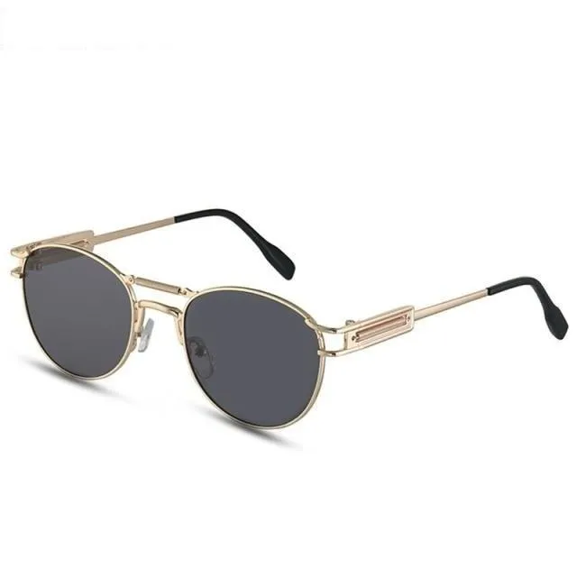 Men's Summer Style Round Steampunk Style Alloy Sunglasses with Bag