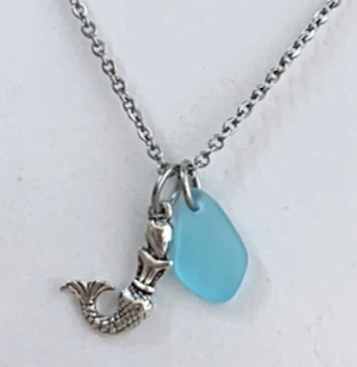 Mermaid Cham duo Sea Glass Necklace