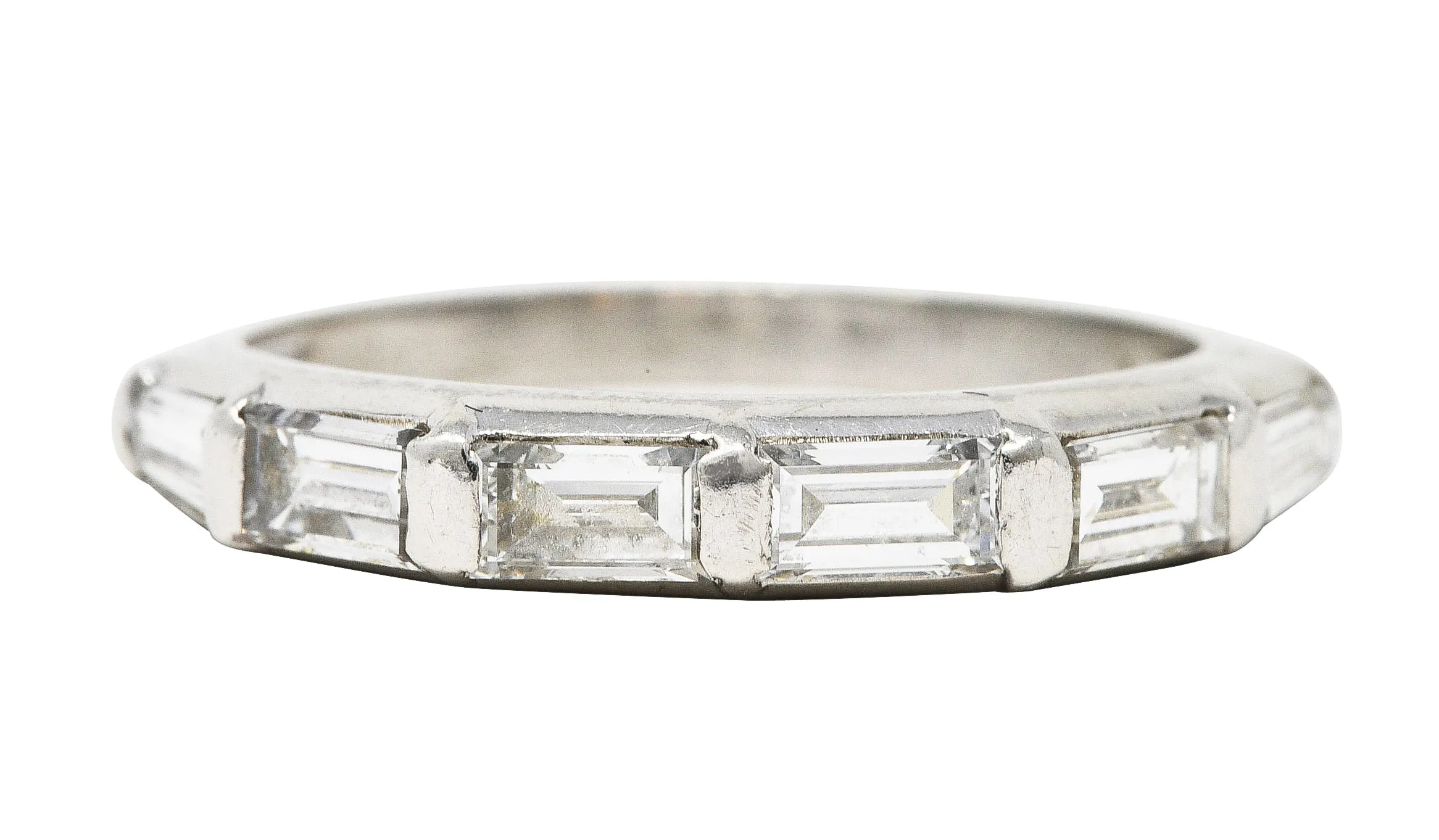 Mid-Century 1.00 CTW Baguette Diamond Platinum Wedding Band Ring