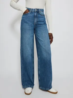 Mid Wash Wide Leg Jeans | Women | George at ASDA