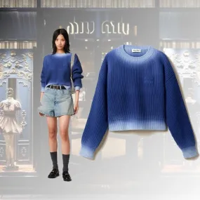 MiuMiu  |Casual Style Wool Long Sleeves Plain Elegant Style Logo