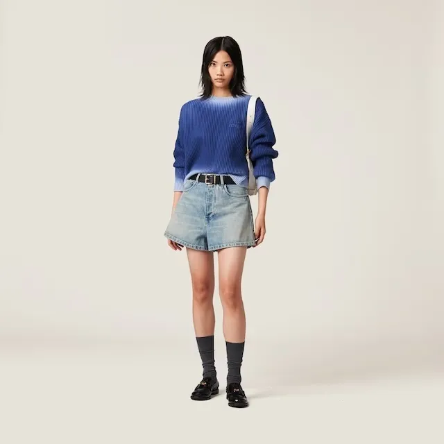 MiuMiu  |Casual Style Wool Long Sleeves Plain Elegant Style Logo