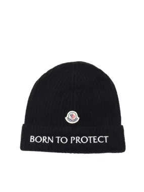 Moncler Enfant Logo Patch Ribbed Knit Beanie