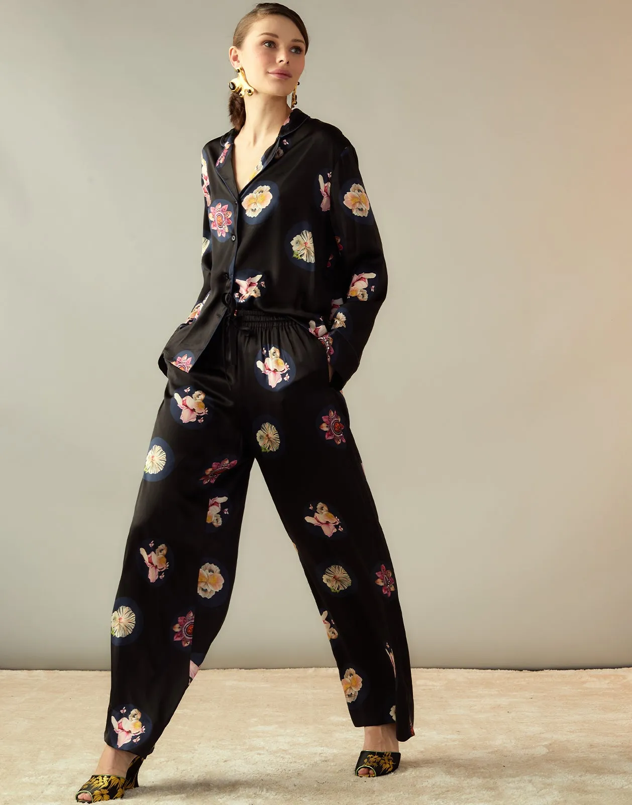 Moonlit Petal Silk Pant