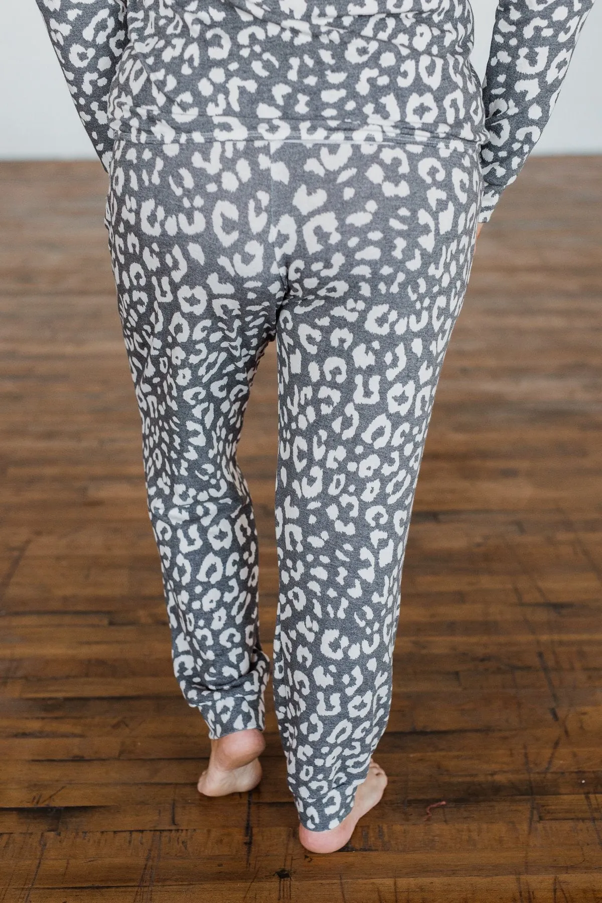 Morning Air Leopard Print Joggers- Charcoal