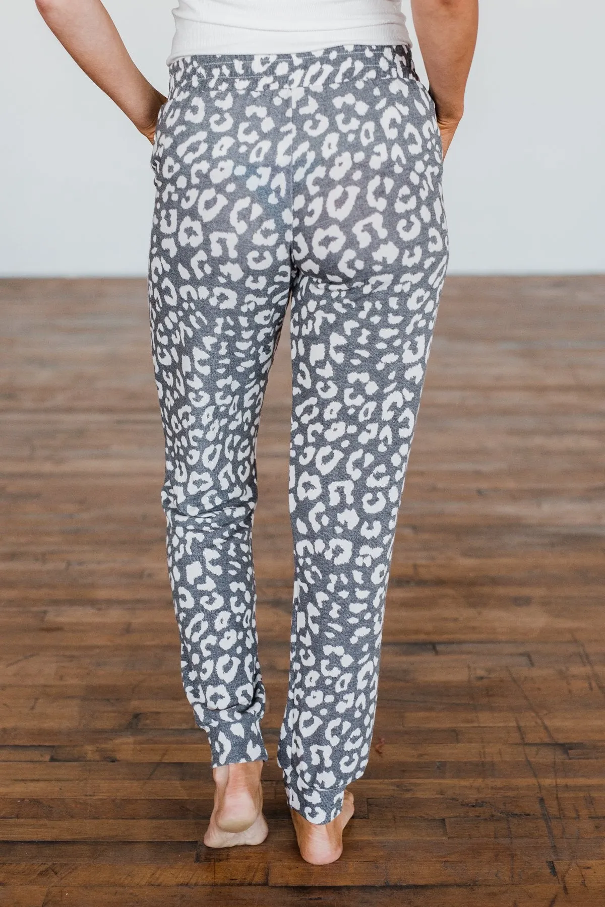 Morning Air Leopard Print Joggers- Charcoal