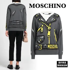 Moschino  |Crew Neck Casual Style Unisex Street Style U-Neck