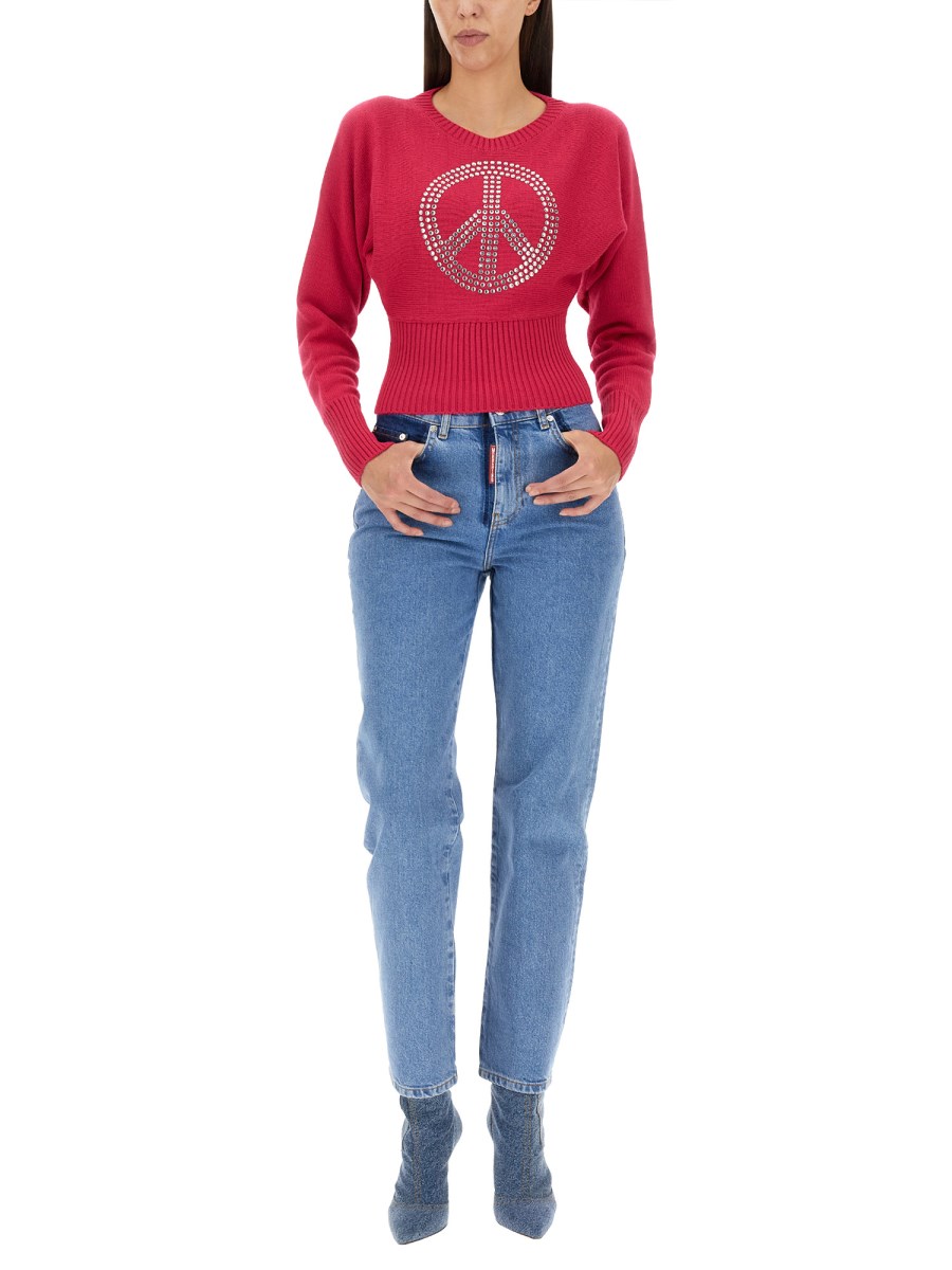 MOSCHINO JEANS      MAGLIA PEACE SYMBOL IN MISTO LANA 