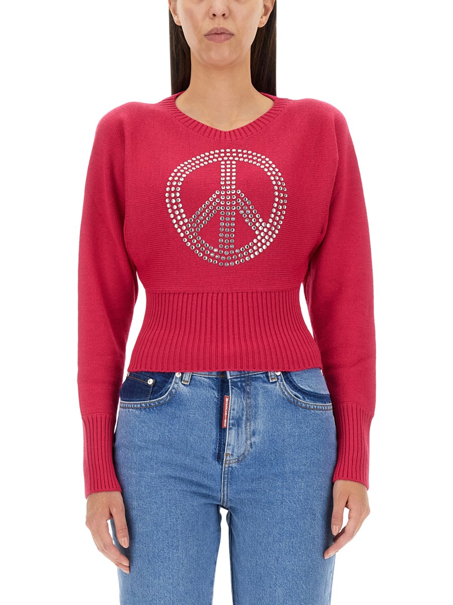 MOSCHINO JEANS      MAGLIA PEACE SYMBOL IN MISTO LANA 