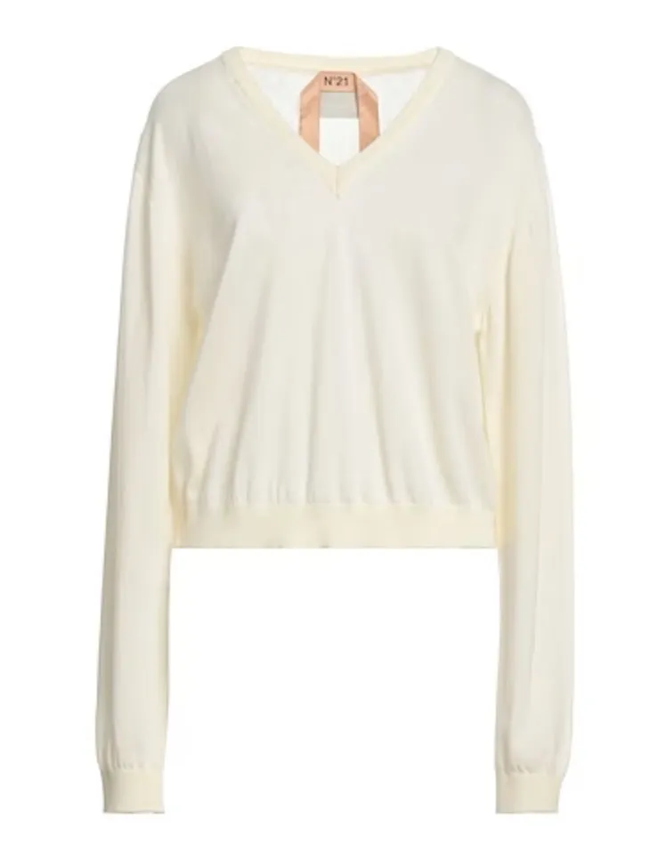 N21 numero ventuno  |Casual Style Wool V-Neck Long Sleeves Plain Elegant Style