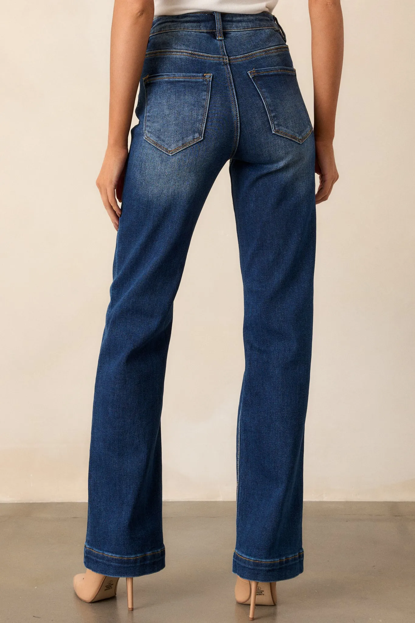 New Moon Rising Dark Wash Mid Rise Straight Leg Jeans