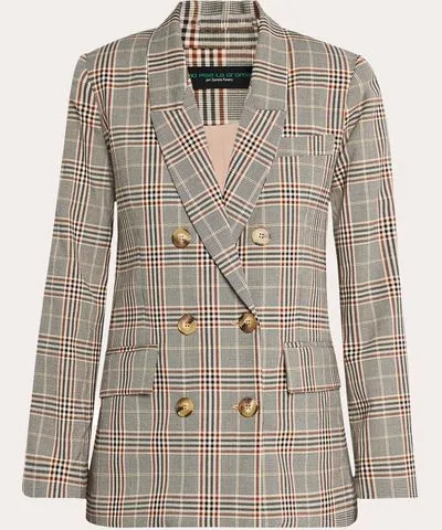 No Pise La Grama Women's Marcela Checked Cotton-Wool Blend Blazer