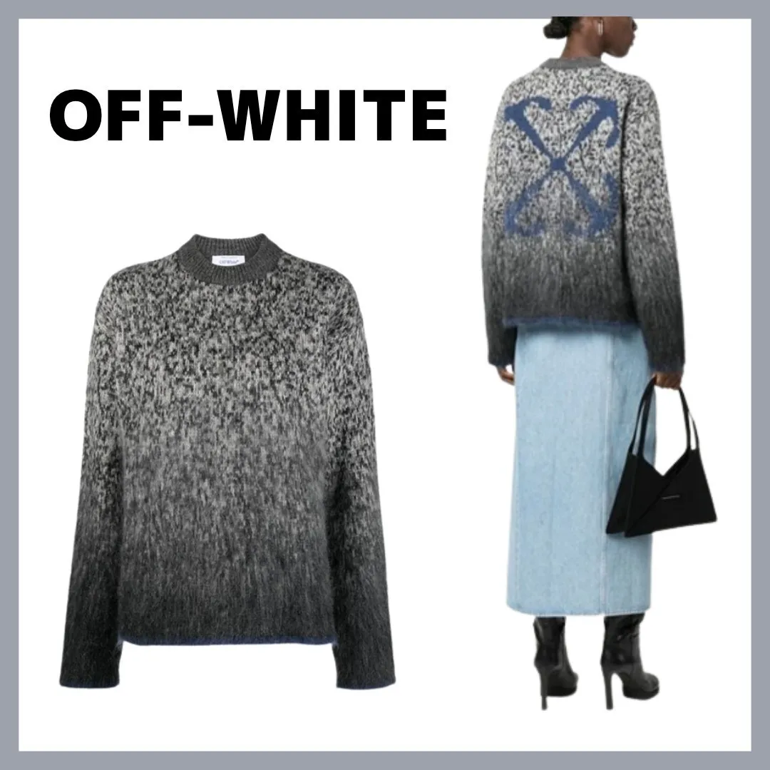 Off-White  |Crew Neck Casual Style Blended Fabrics Long Sleeves