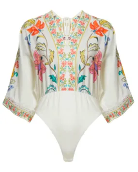 Off White Floral Insects Bodysuit