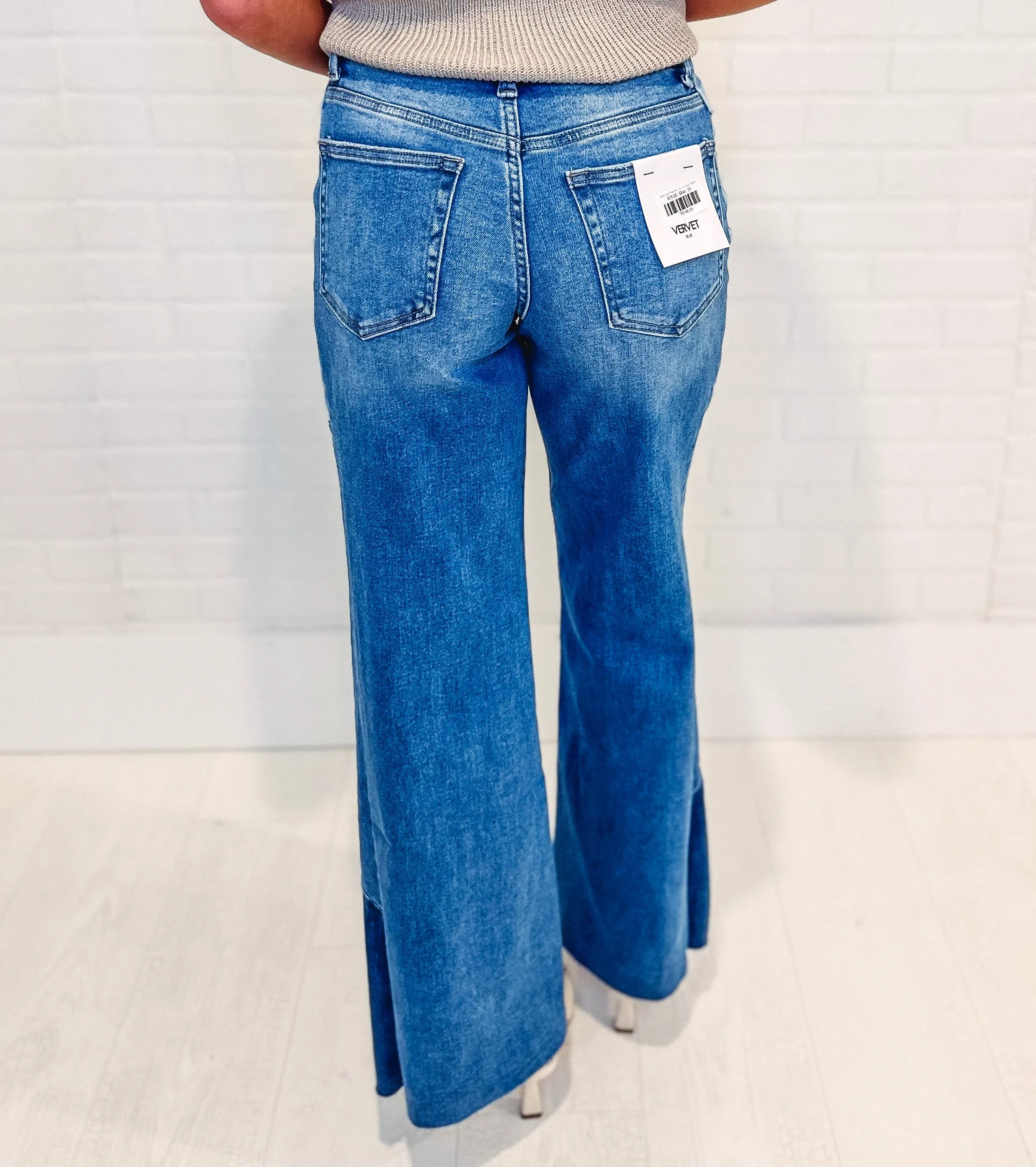 Olivia High Rise Wide Leg Colorblock Denim