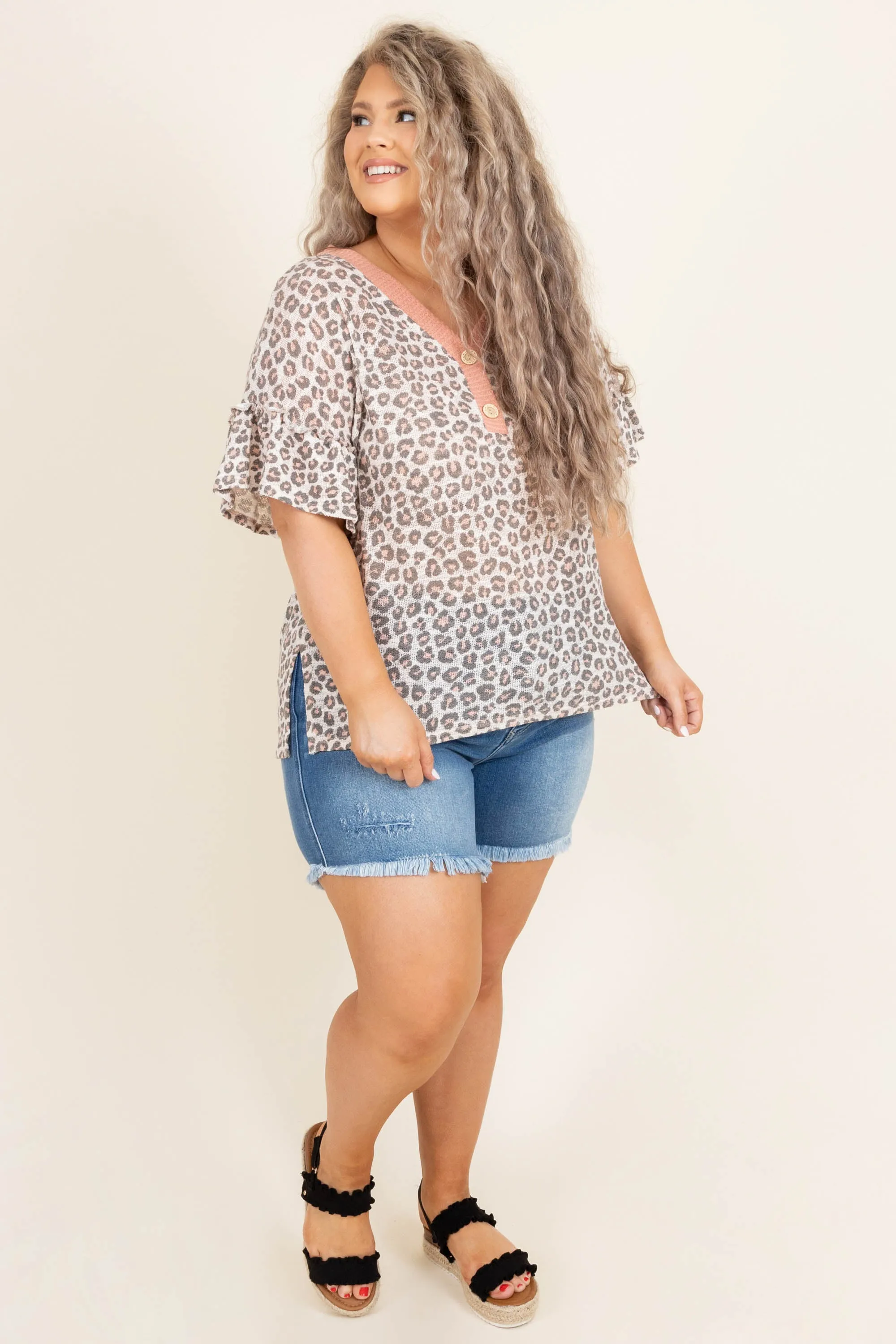 On Edge Top, Blush-Charcoal