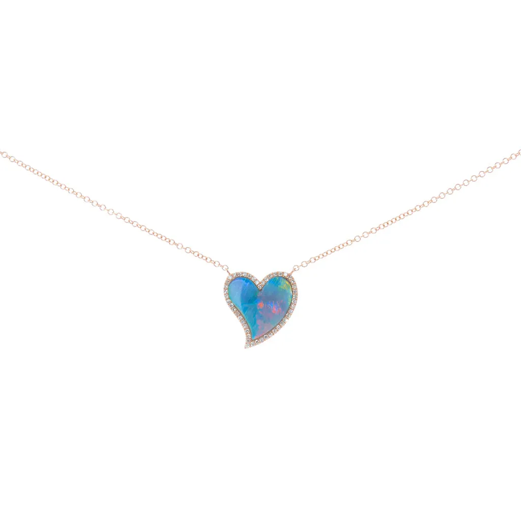 Opal Heart Diamond Necklace