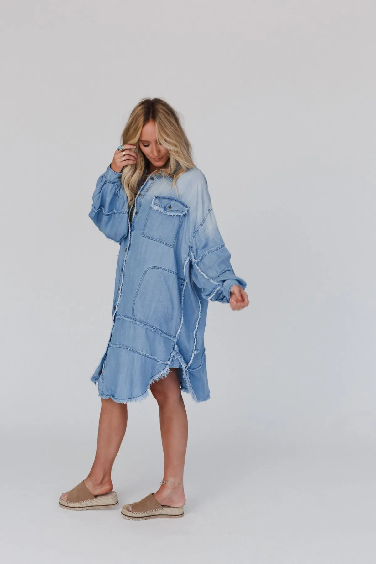 Ophelia Oversized Denim Dress - Washed Denim