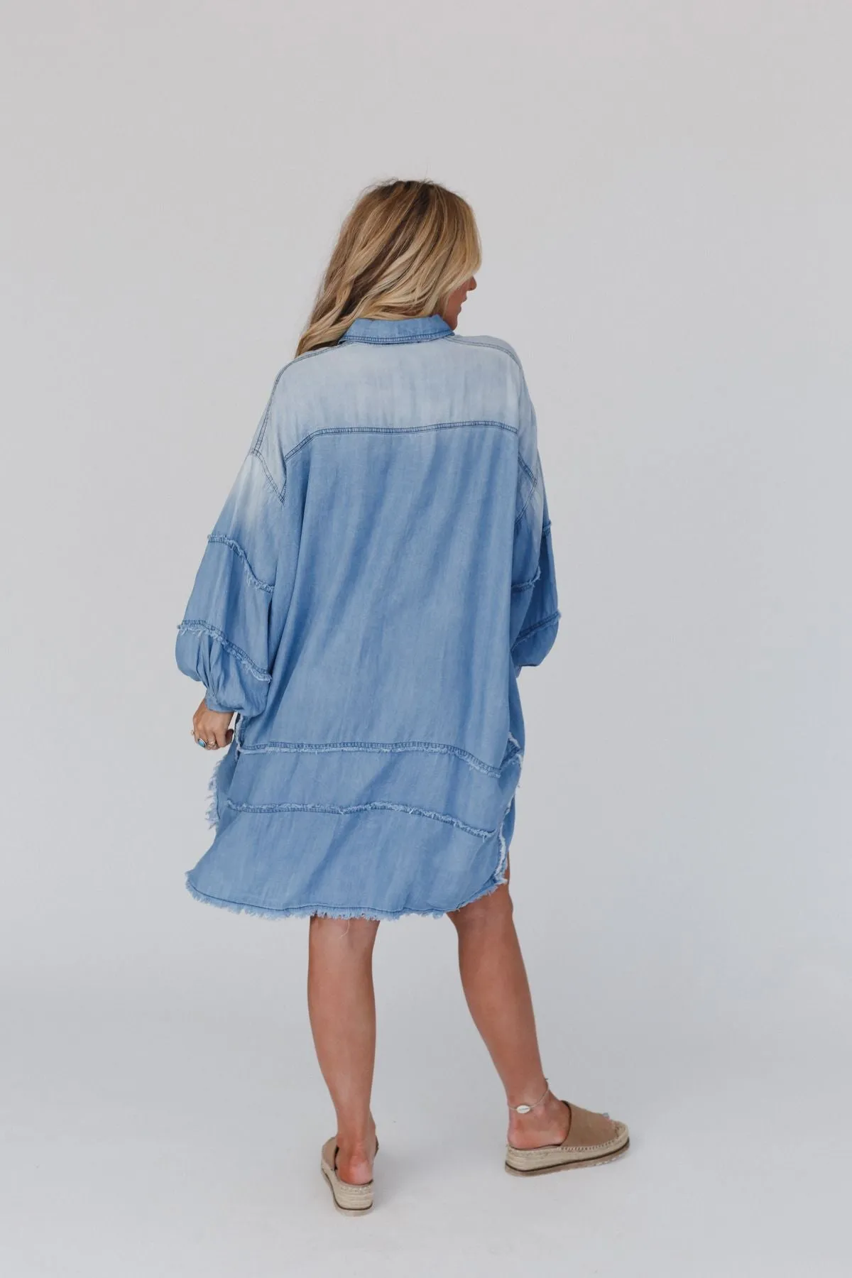 Ophelia Oversized Denim Dress - Washed Denim