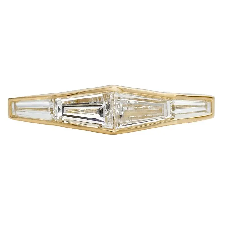 ORDER ONLY: 18K Gold Bezel-Set Tapered Baguette Diamond Ring