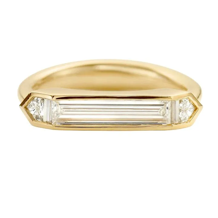 ORDER ONLY: 18K Gold Framed Baguette & Shield-Cut Diamond Ring