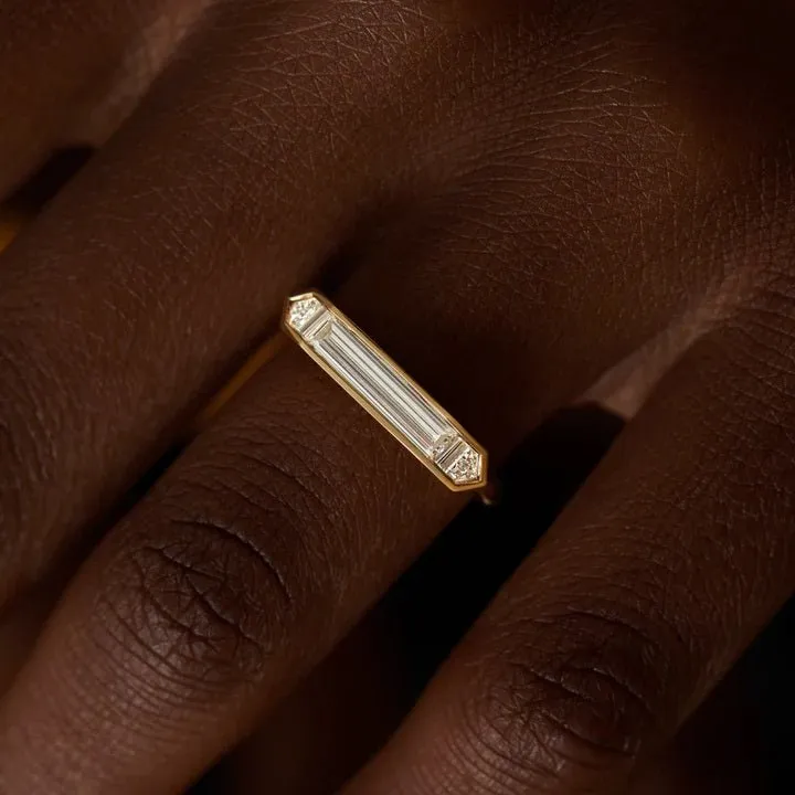 ORDER ONLY: 18K Gold Framed Baguette & Shield-Cut Diamond Ring