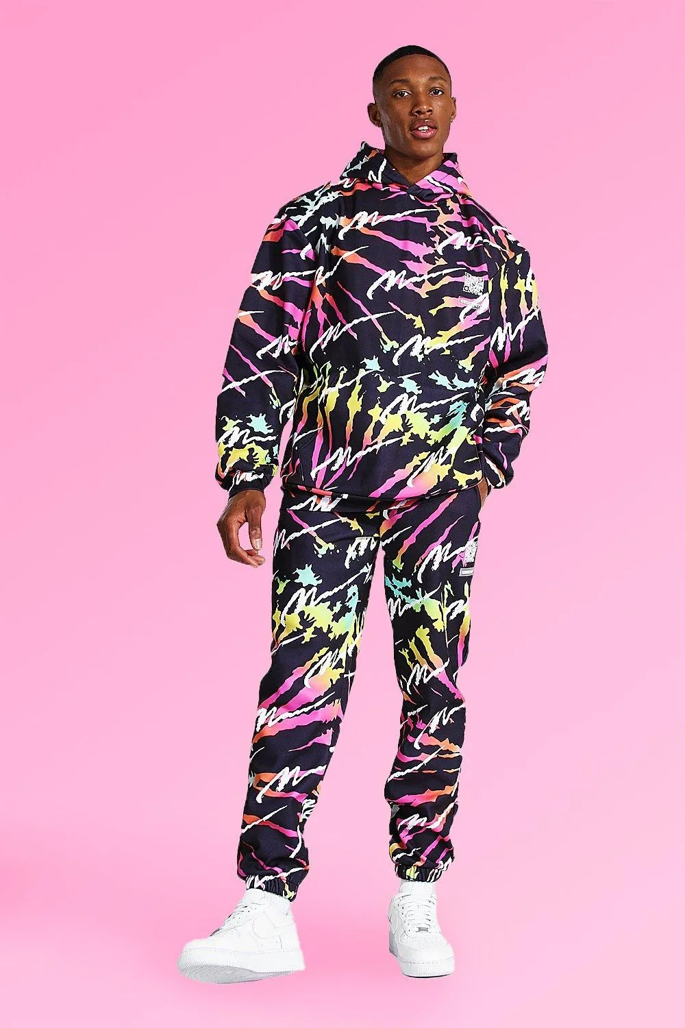 Oversized All Over Man Tie Dye Hood Tracksuit