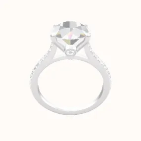 Pave Cathedral Engagement Ring With Accent Diamond Head