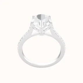 Pave Cathedral Engagement Ring With Low Set Pave  Hidden Halo Head