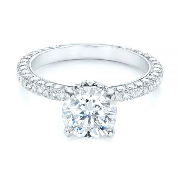 Pave Diamond Hidden Halo Engagement Ring - EC059 With 3.06 Carat Round Shape Natural Diamond