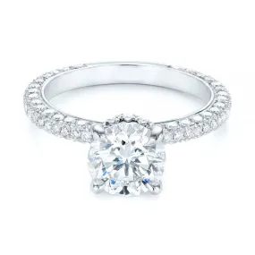 Pave Diamond Hidden Halo Engagement Ring - EC059 With 3.06 Carat Round Shape Natural Diamond