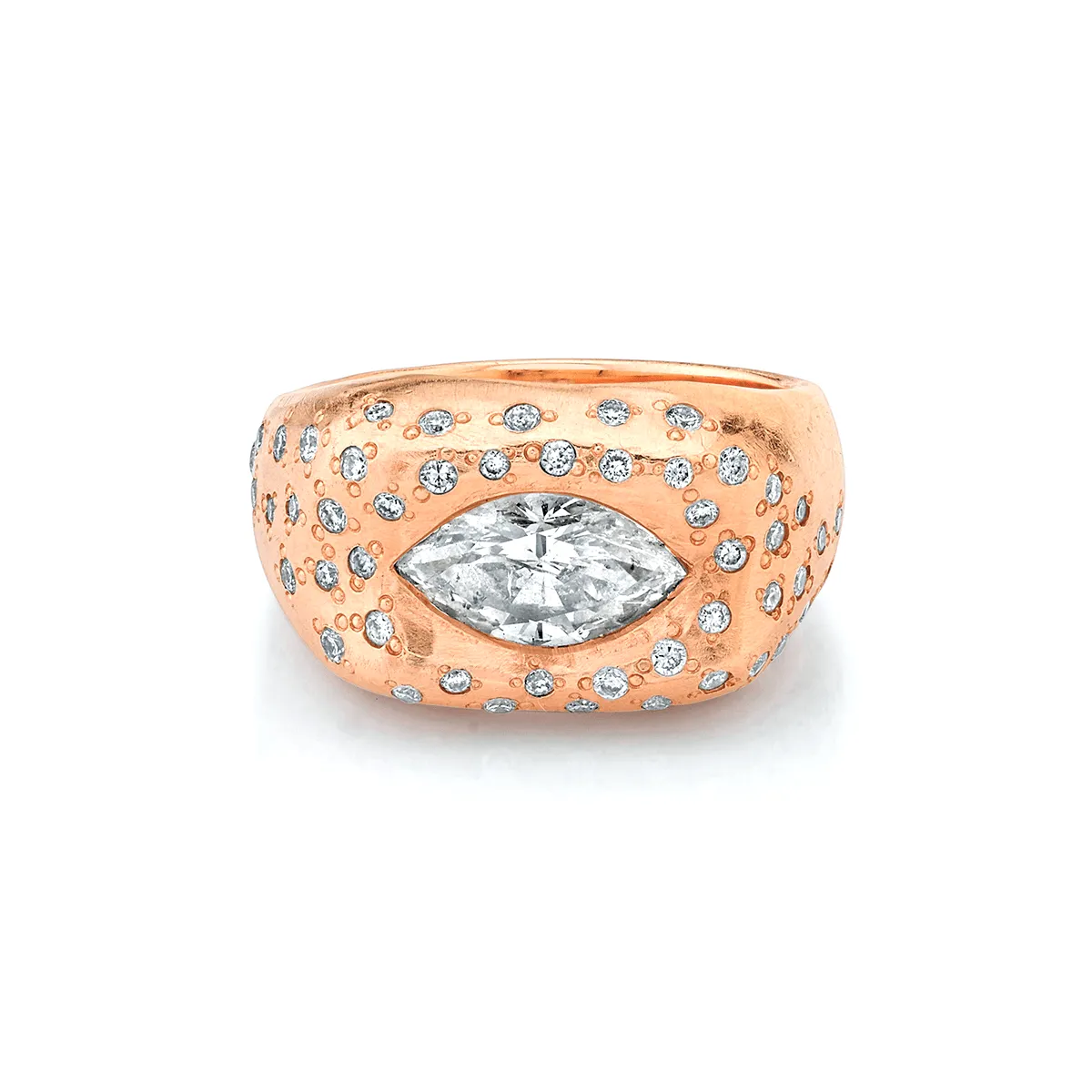 Pavé Diamond Oracle Ring with Angel Eye Diamond Center