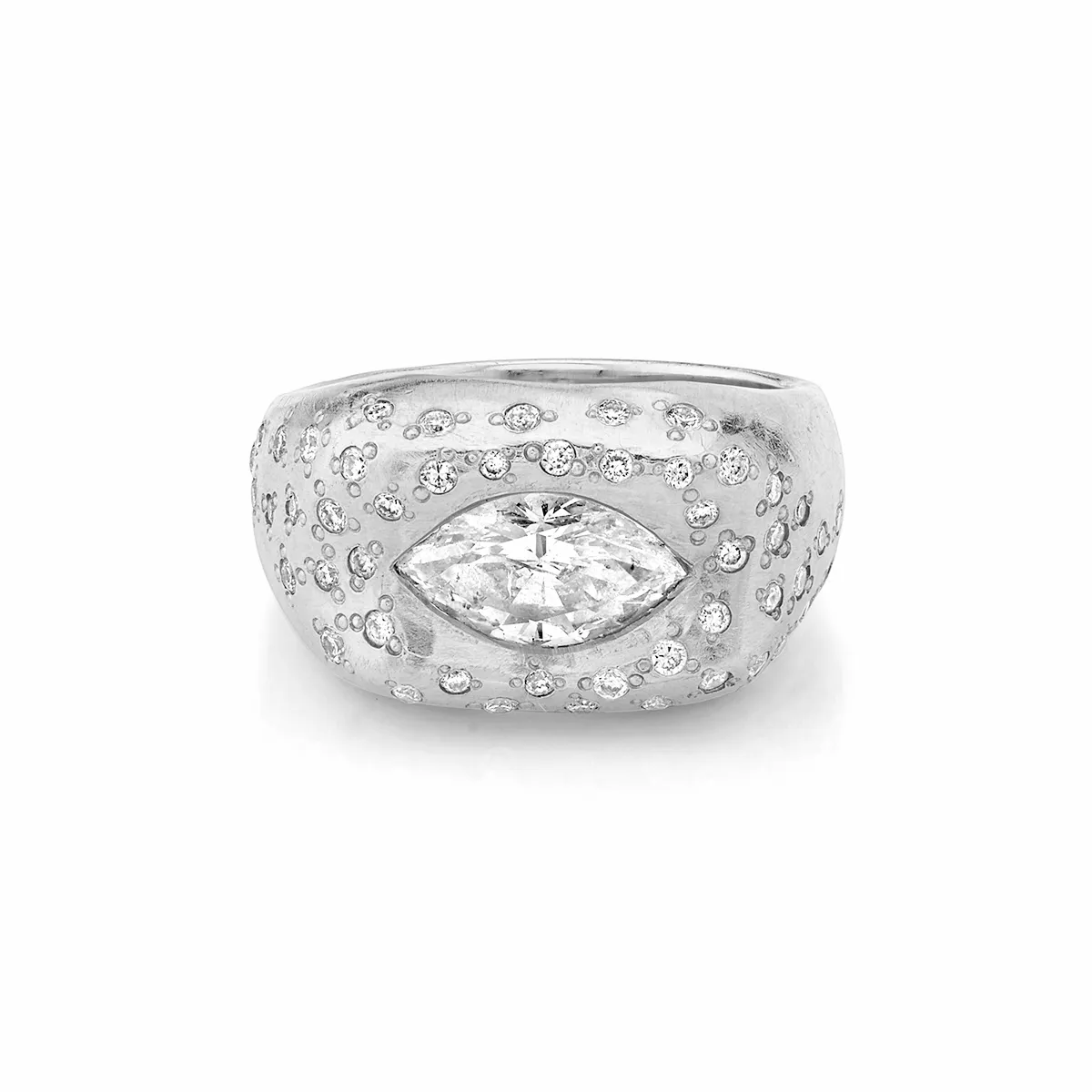 Pavé Diamond Oracle Ring with Angel Eye Diamond Center