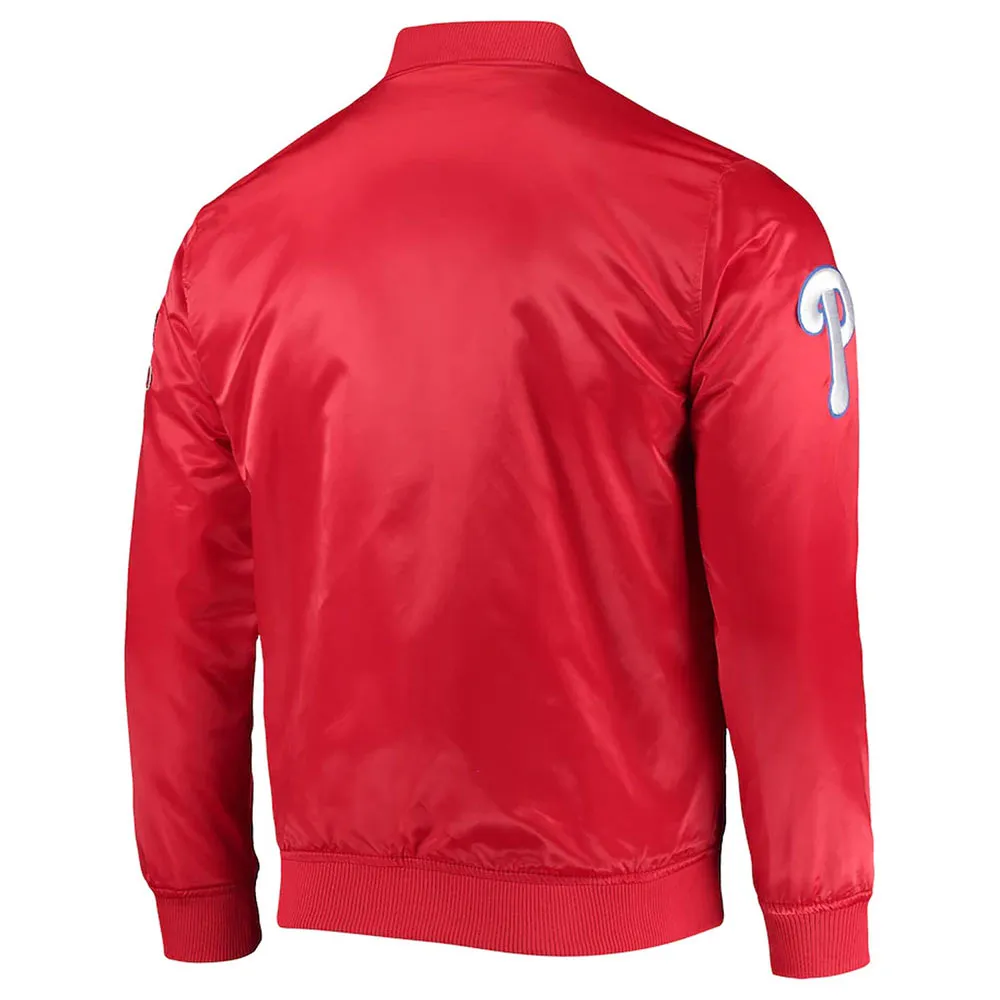 Philadelphia Phillies Wordmark Satin Red Full-Snap Jacket