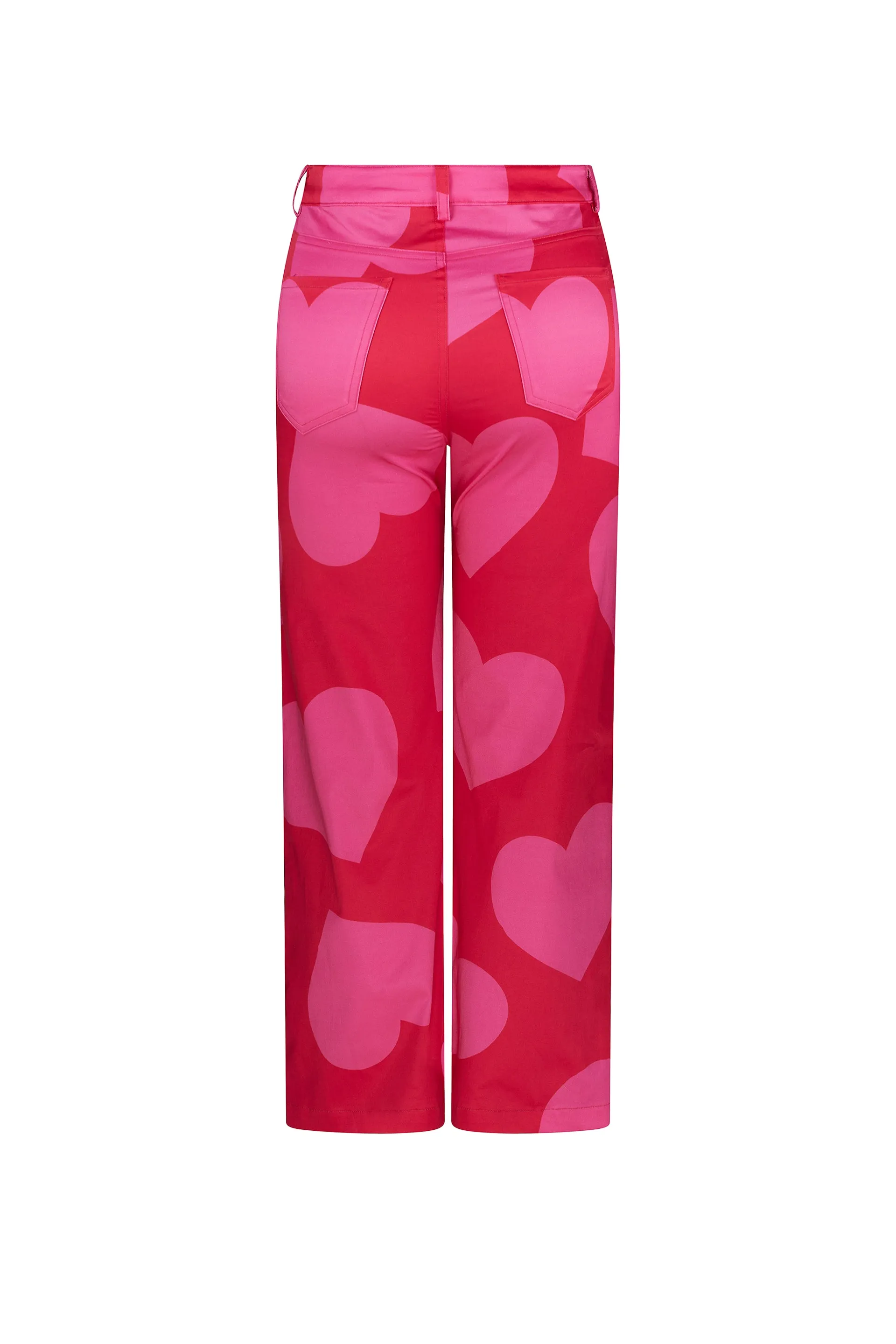 'PINKY RED HEARTS' CROPPED WIDE LEG PANT